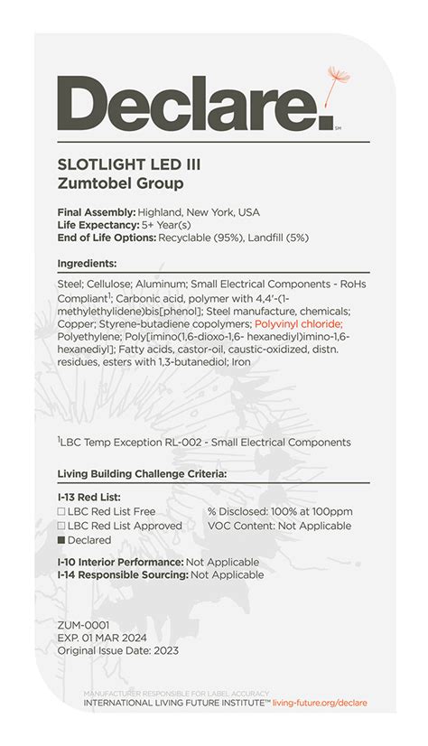 Zumtobel Lighting Declare Information Zumtobel