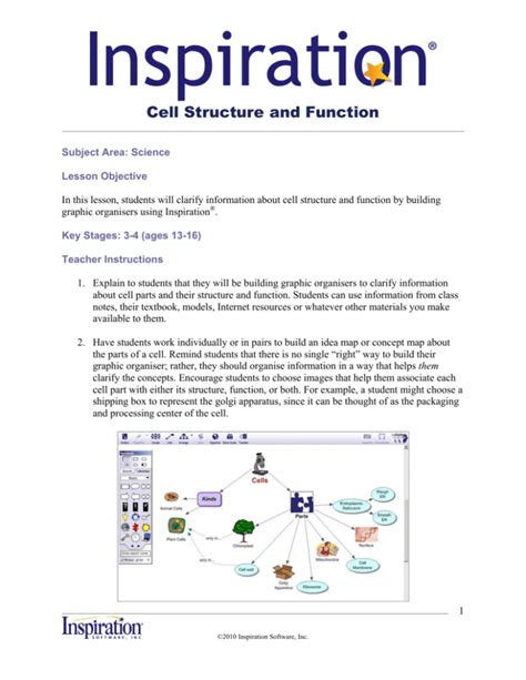 Inspiration 9 Cell Structure And Function Lesson Plan