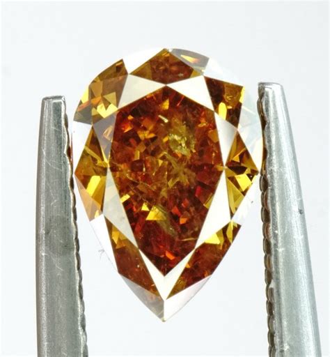 Diamond 1 01 Ct Pear Natural Fancy Deep Brownish Yellowish Orange