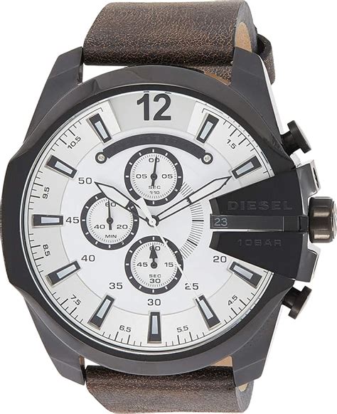 Diesel Mens Dz4422 Mega Chief Brown Leather Watch Diesel Amazonca