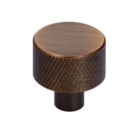 Industrial Modern Collection 15 16 Knurled Knob In Antique Brass By