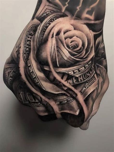 Money Rose Tattoo Hand Tattoos For Guys Hand Tattoos For Women Tattoos For Guys