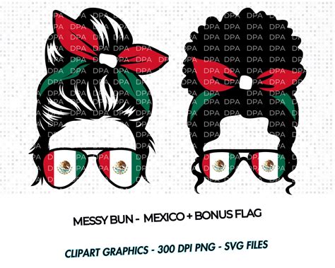 Mexico Messy Bun Svg Png Mexican Flag Cricut File Etsy