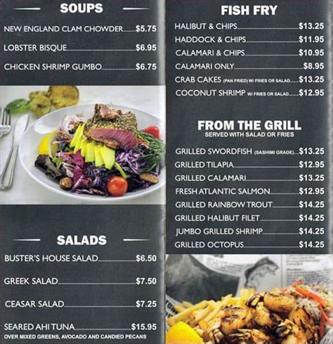 Buster's Sea Cove Menu, Menu for Buster's Sea Cove, Entertainment ...