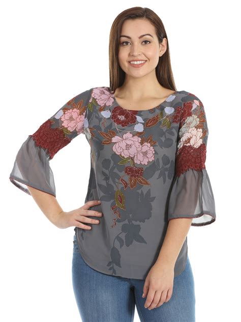 Mustard Women S Grey Printed Georgette Top