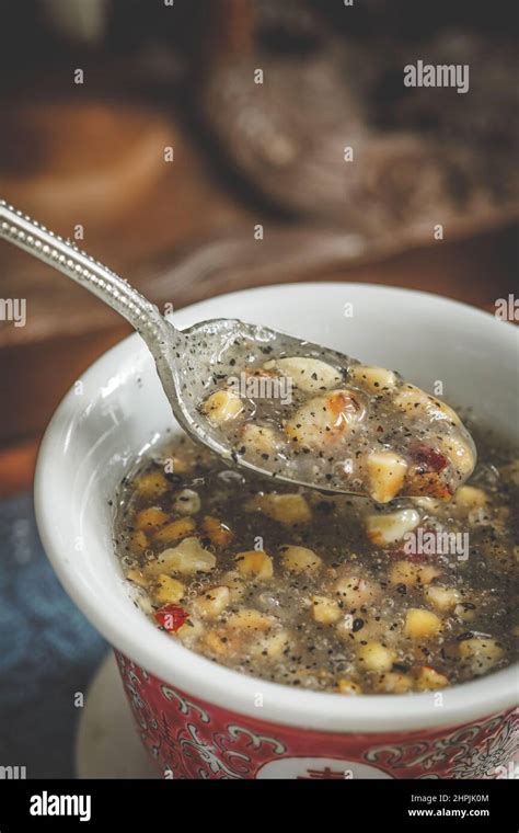 Black Sesame Paste Stock Photo Alamy