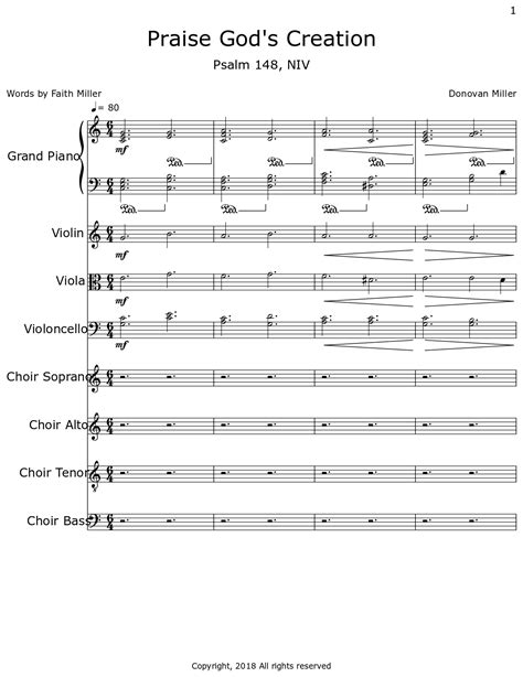 Praise God S Creation Sheet Music For Piano Violin Viola Cello