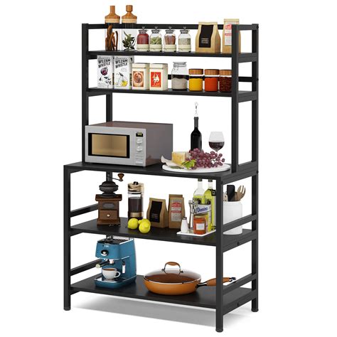 Tribesigns 5 Tier Kitchen Bakers Rack With Hutch Industrial Microwave