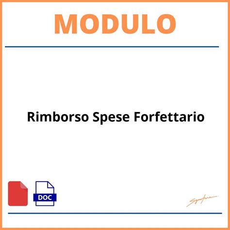 Modulo Rimborso Spese Forfettario