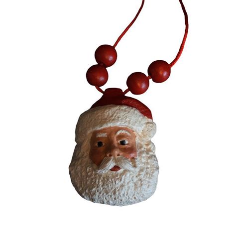 Pecan Resin Hand Painted SANTA CLAUSE Necklace Or Tree Ornament 90s