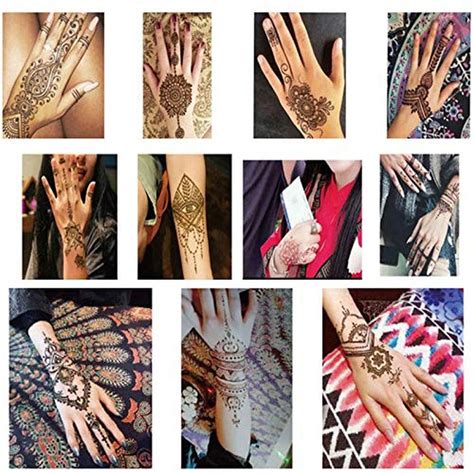 Xmasir Pack Of Sheets Henna Tattoo Stencil Kit Temporary Tattoo