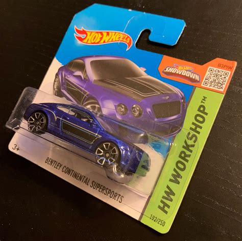 Hot Wheels Bentley Continental Supersports Blue With Black Hood 2014 HW Workshop Short Card