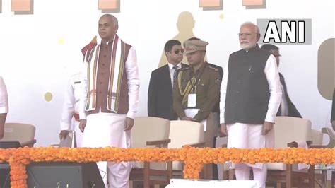 Ani On Twitter Prime Minister Narendra Modi Arrives At Helipad Ground In Gandhinagar To Attend