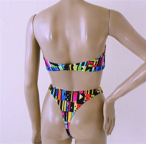 S S Thong Bikini Bottom And Strapless Bandeau Top In Jazz Etsy