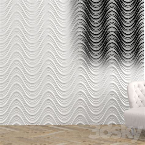 3d wall wavy - Decorative plaster - 3D Models