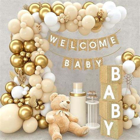 Boho Burlap Shower Nude Balloons Arch Kit Pcs Banner Boxes For Gender Reveal Or Birthday