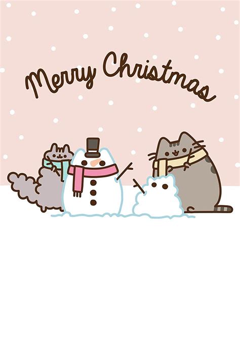 Pusheen The Cat - Merry Christmas Snowman - Blank Christmas Card ...