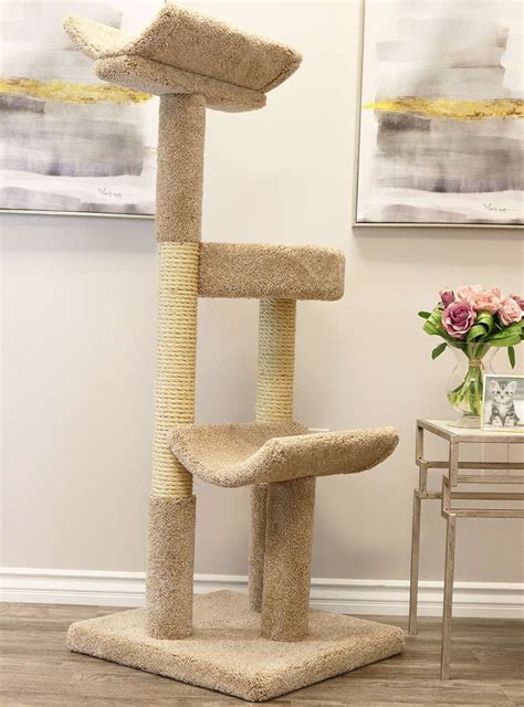 Prestige Cat Trees Solid Wood Double Scratching Post Cat Tower Cat Condo