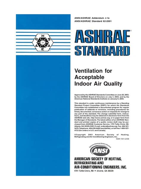 Ventilation For Acceptable Indoor Air Quality Ansiashrae Addendum N