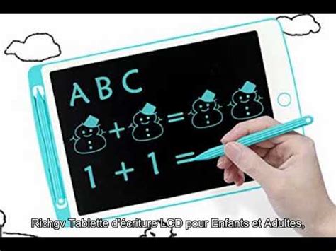 Richgv Tablette D Criture Lcd Pour Enfants Et Adultes Pouces