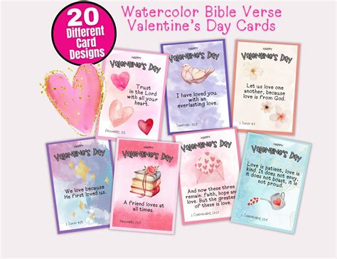 Valentine's Day Bible Verse Cards, Christian Valentines Day Printable ...