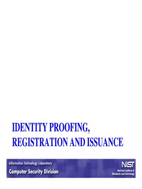 Fillable Online Csrc Nist Identity Proofing Registration And Issuance