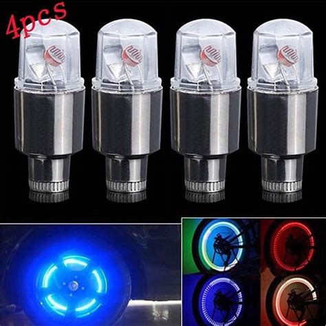 Walbest 4 Pack LED Bike Wheel Light Tyre Tire Valve Caps Neon Light For