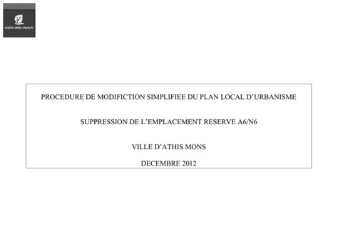 Procédure de modification simplifiée du Plan Local d Urbanisme