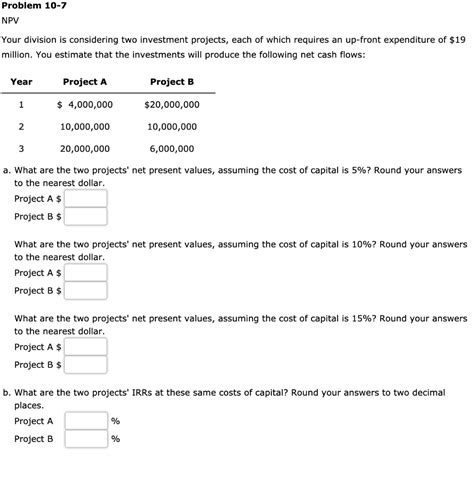 Solved Problem Npv Your Division Is Considering Two Chegg