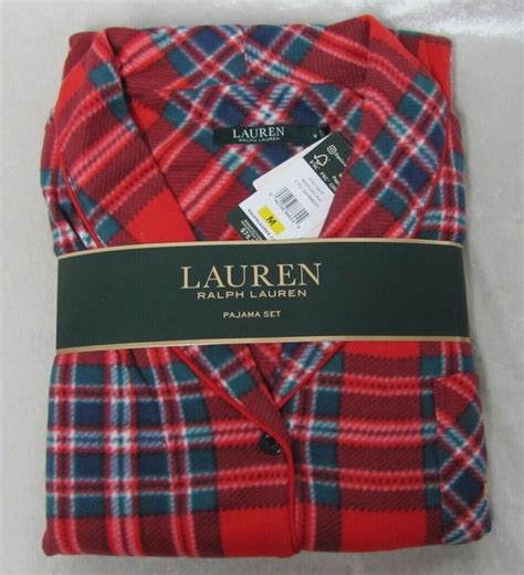 Ralph Lauren Lauren Womens Pajama Set Tartan Fleece Plaid Size M L New Laurenralphlauren