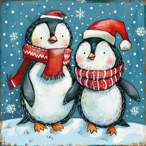 cartoon christmas penguin art  stock photo public domain pictures