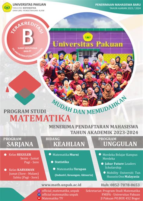 Pendaftaran Mahasiswa Baru Prodi Matematika Ta