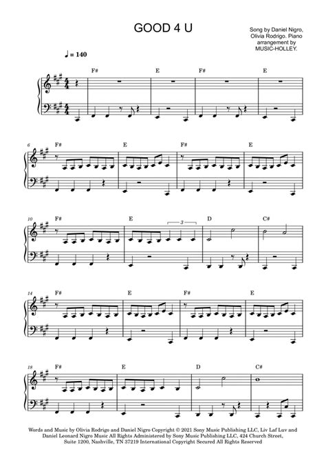 Good 4 U Arr Music Holley By Olivia Rodrigo Sheet Music For