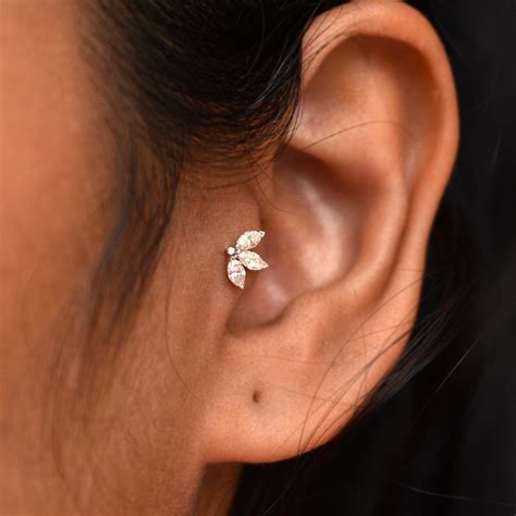 Diamond Lotus Tragus Lobe Conch Cartilage Helix Piercing Etsy