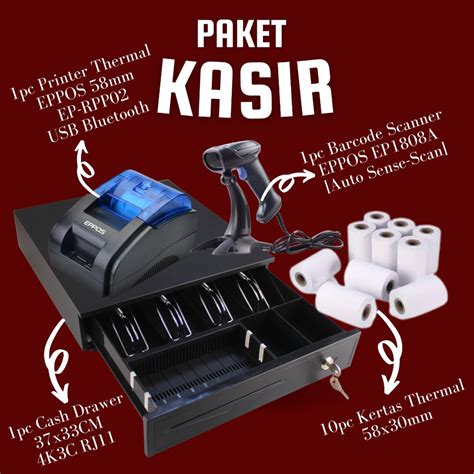 Jual Paket Lengkap Alat Kasir Cash Drawer Printer Bluetooth Scanner