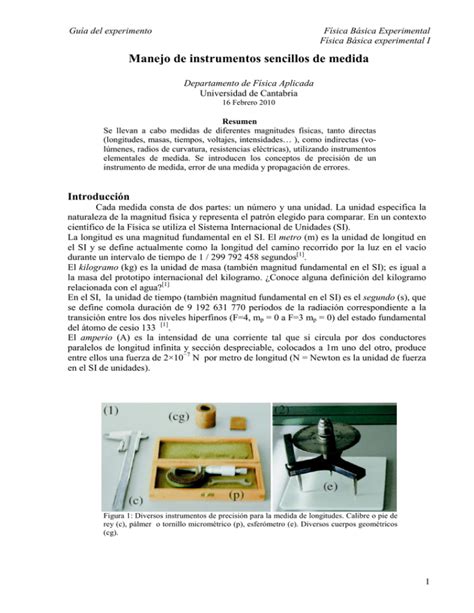 Manejo De Instrumentos Sencillos De Medida