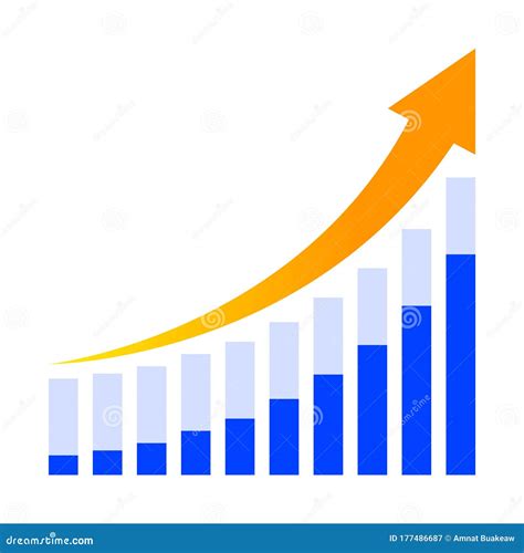 Business Graph And Arrow Progress Orange Isolated On White Arrow