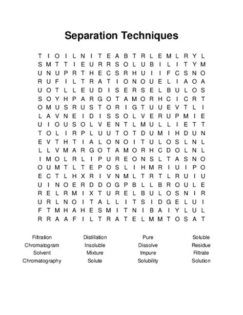 Separation Techniques Word Search