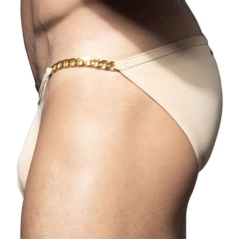 Andrew Christian Slip De Bain Bikini Unleashed Shimmer Chain Champagne