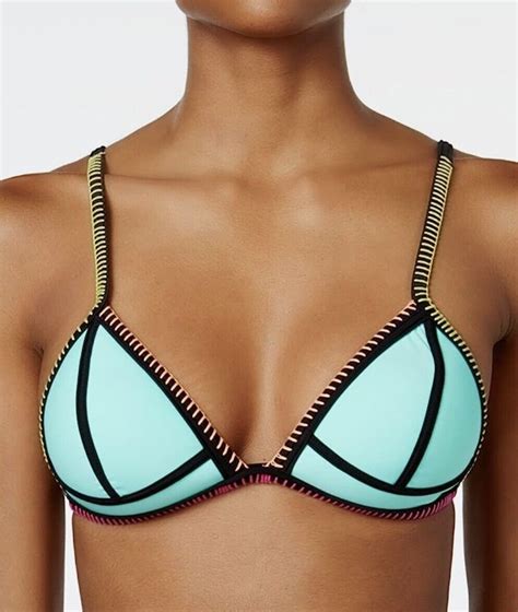 Nwt Hula Honey Juniors Small Push Up Bikini Top Padded Colorblocked