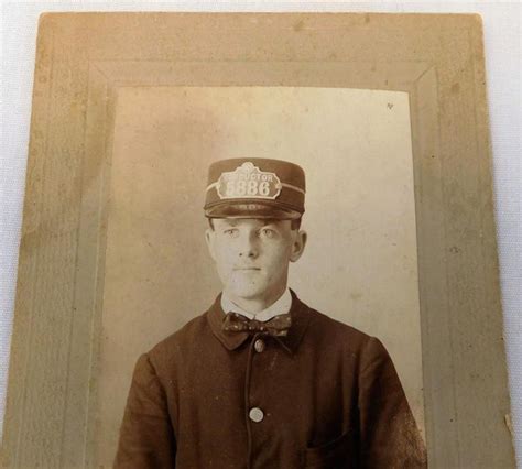 Lot - 1908 Young Man In Train Conductor Uniform Cabinet Card Photograph