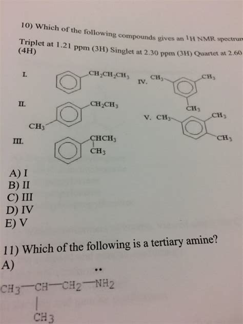 Solved Which Of The Following Compounds Gives An H Nmr Chegg