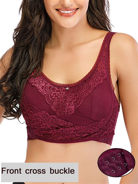 FANNYC 1 3 Pack Women Seamless Lace Sports Bras Cross Front Side Buckle