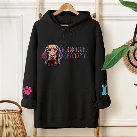 Bloodhound Grandpa Hooded Sweatshirt Popart Vivid Fun Blood Etsy