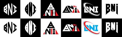 BNI letter logo design in six style. BNI polygon, circle, triangle ...