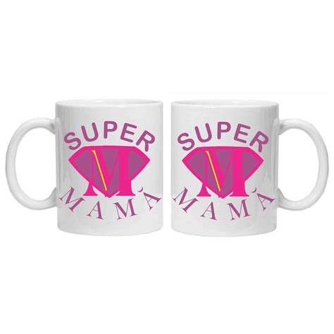 Cana Inscriptionata Cu Textul Super Mama Crd Print Ml Alba