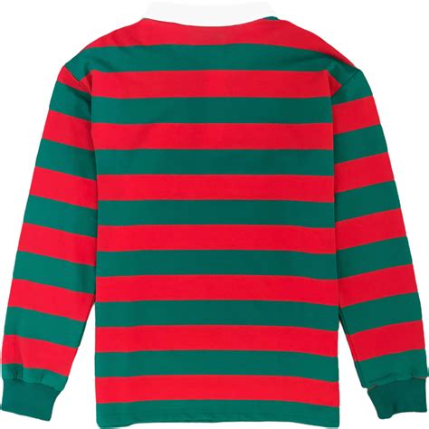 Green And Red Striped Mens Long Sleeve Rugby Shirt Kings Of Ny