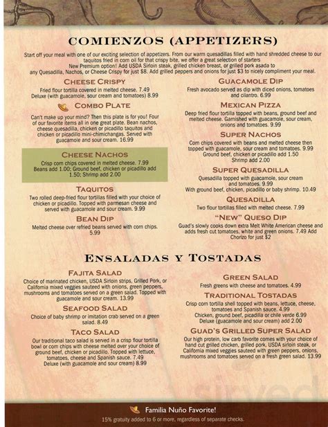 Guadalajara | Mexican Restaurant menu in Laurel, Montana