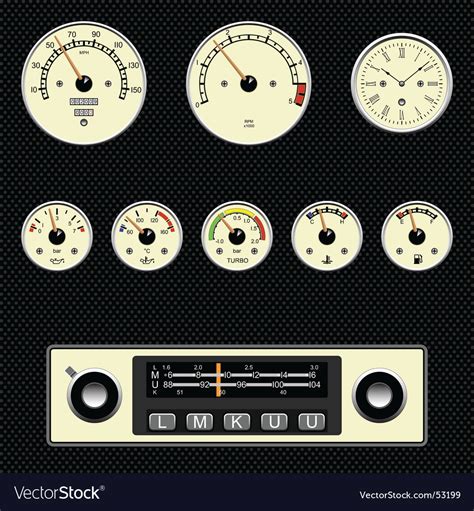 Retro Car Gauges Royalty Free Vector Image Vectorstock