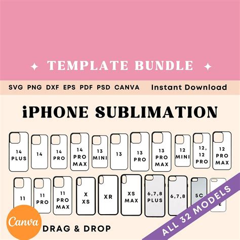 Phone Case Template For Sublimation Iphone Template Bundle Iphone